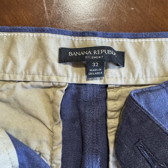 Banana Republic Shorts Mens 32 Blue 7 Inch Short 100% Linen Casual Chino - Picture 4 of 12